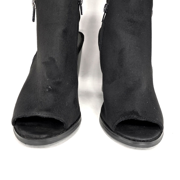 Charlotte Russe Alba Black Vegan Suede, Open Toe, Block Heel Women's Size 7M - Picture 7 of 11